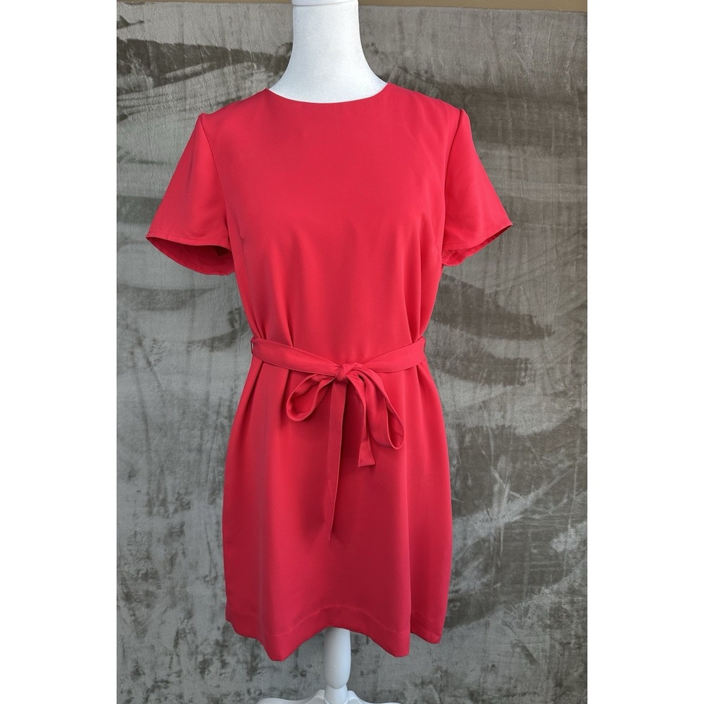 J.Crew Womens Red Short Sleeve Tie Waist Suiting Shift Dress Size 8